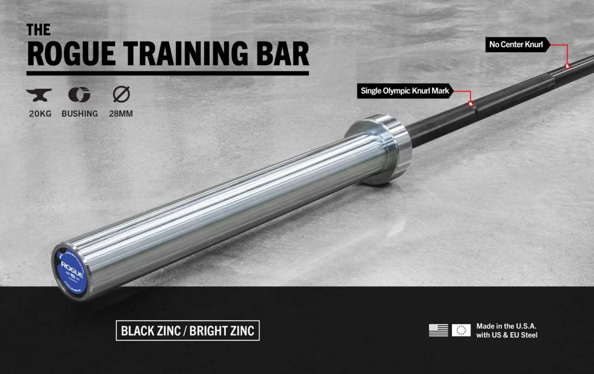 Rogue 28MM Training Bar Black Zinc