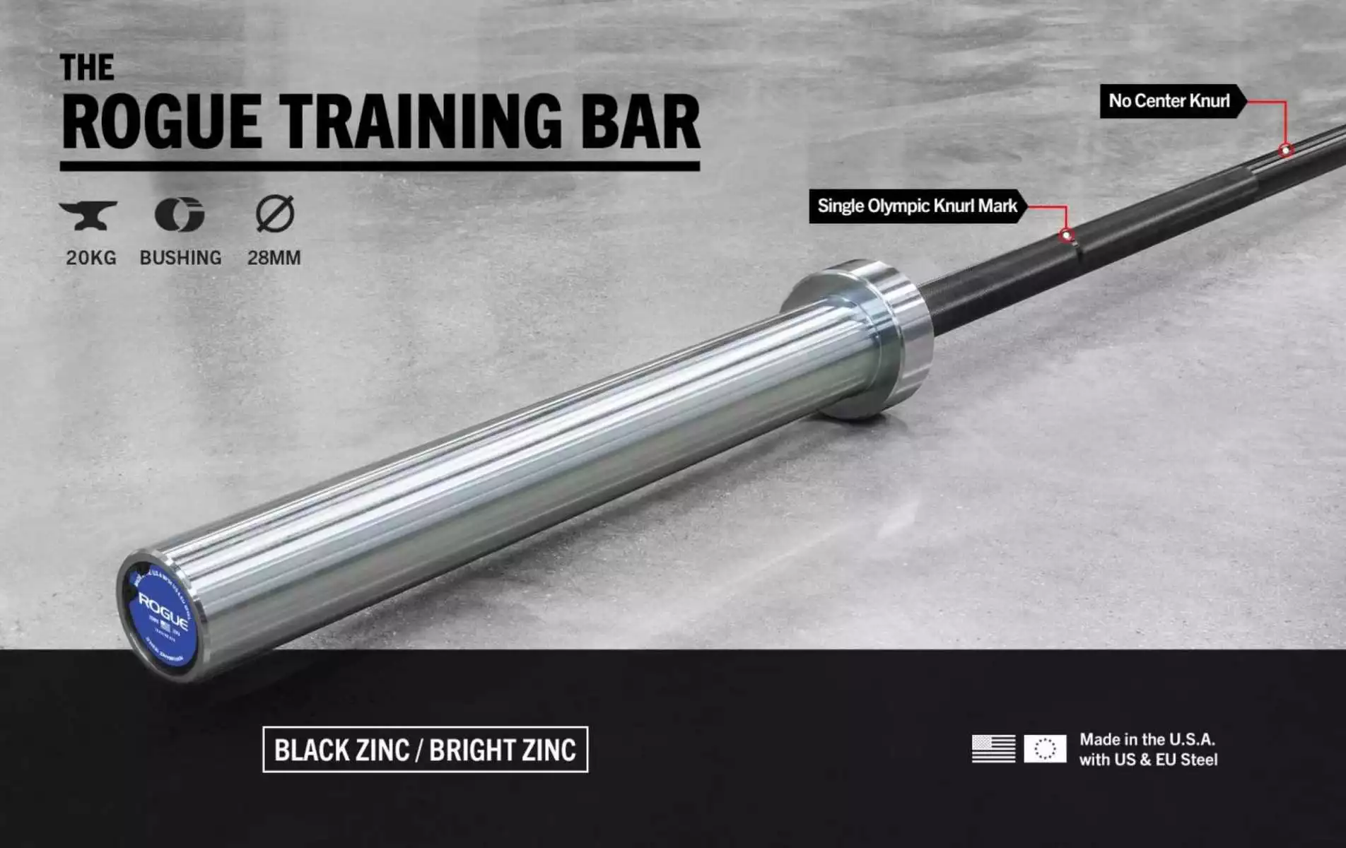 Rogue 28MM Training Bar – Black Zinc