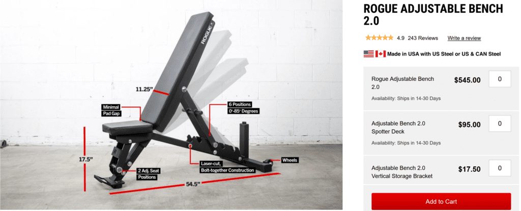 rogue fitness adjustable bench pricing