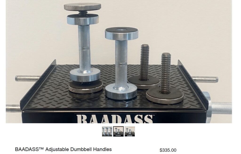 baadass adjustable dumbbells pricing for just the handles and end posts