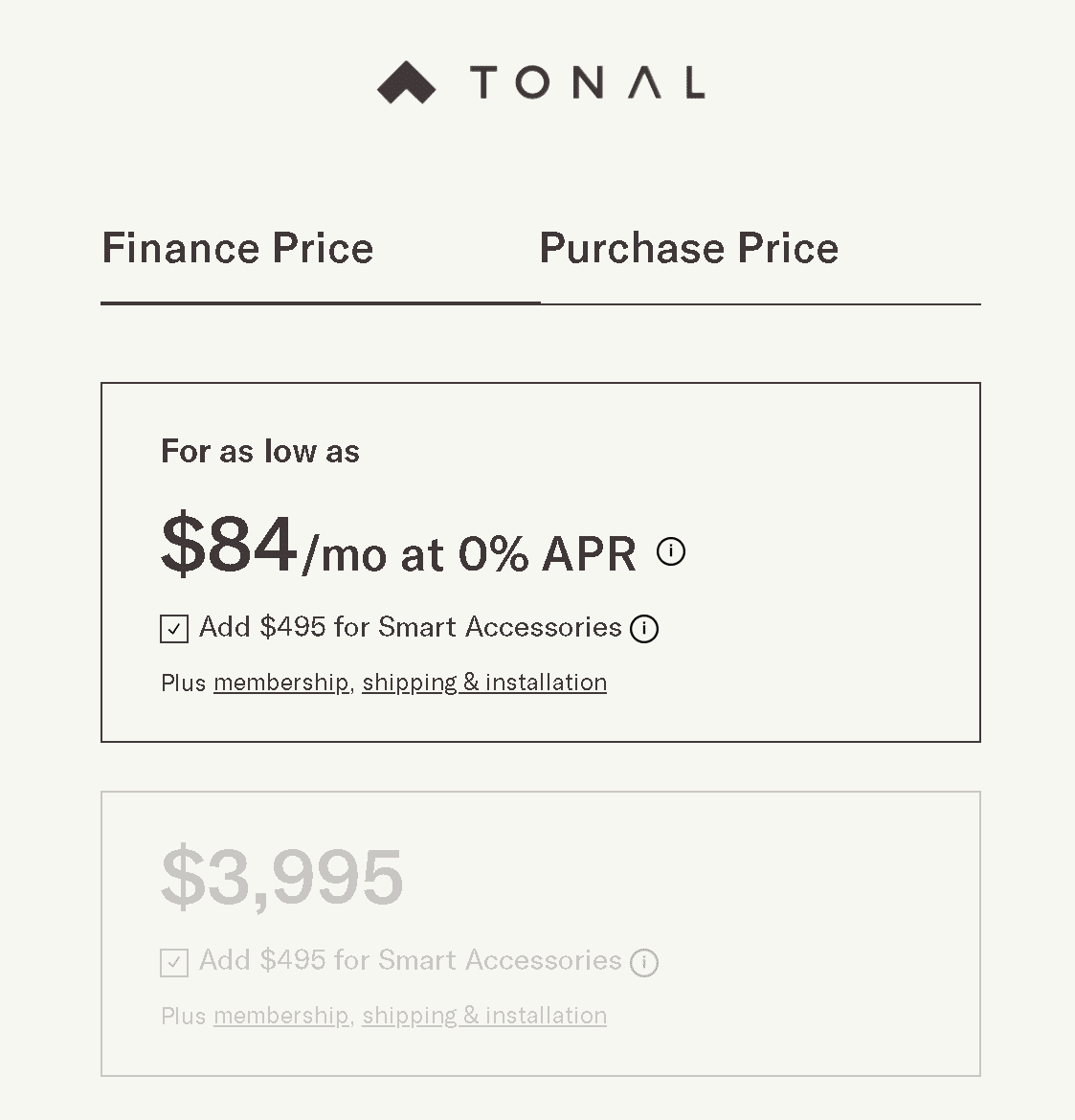 tonal price scheme