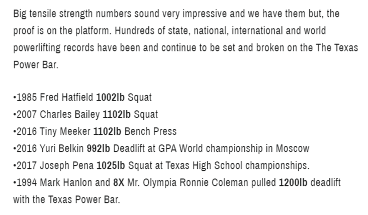 texas power bar records