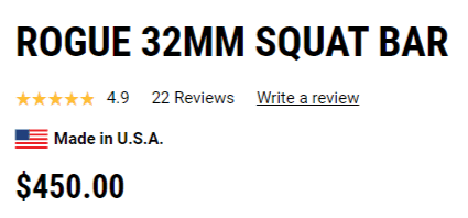 pricing of 32mm squat bar