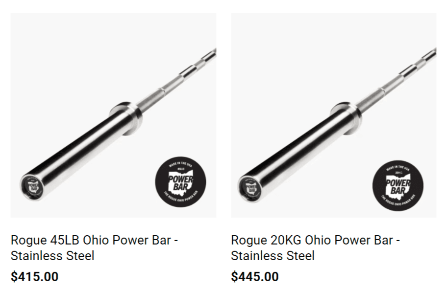 stainless steel rogue ohio power bar prices
