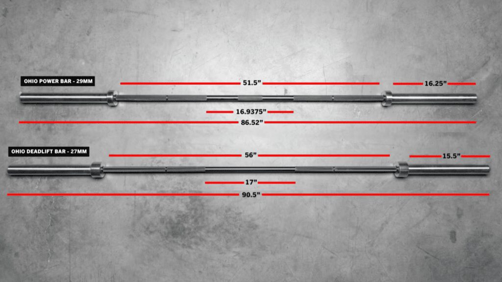 rogue ohio power bar vs rogue ohio deadlift barbell dimensions