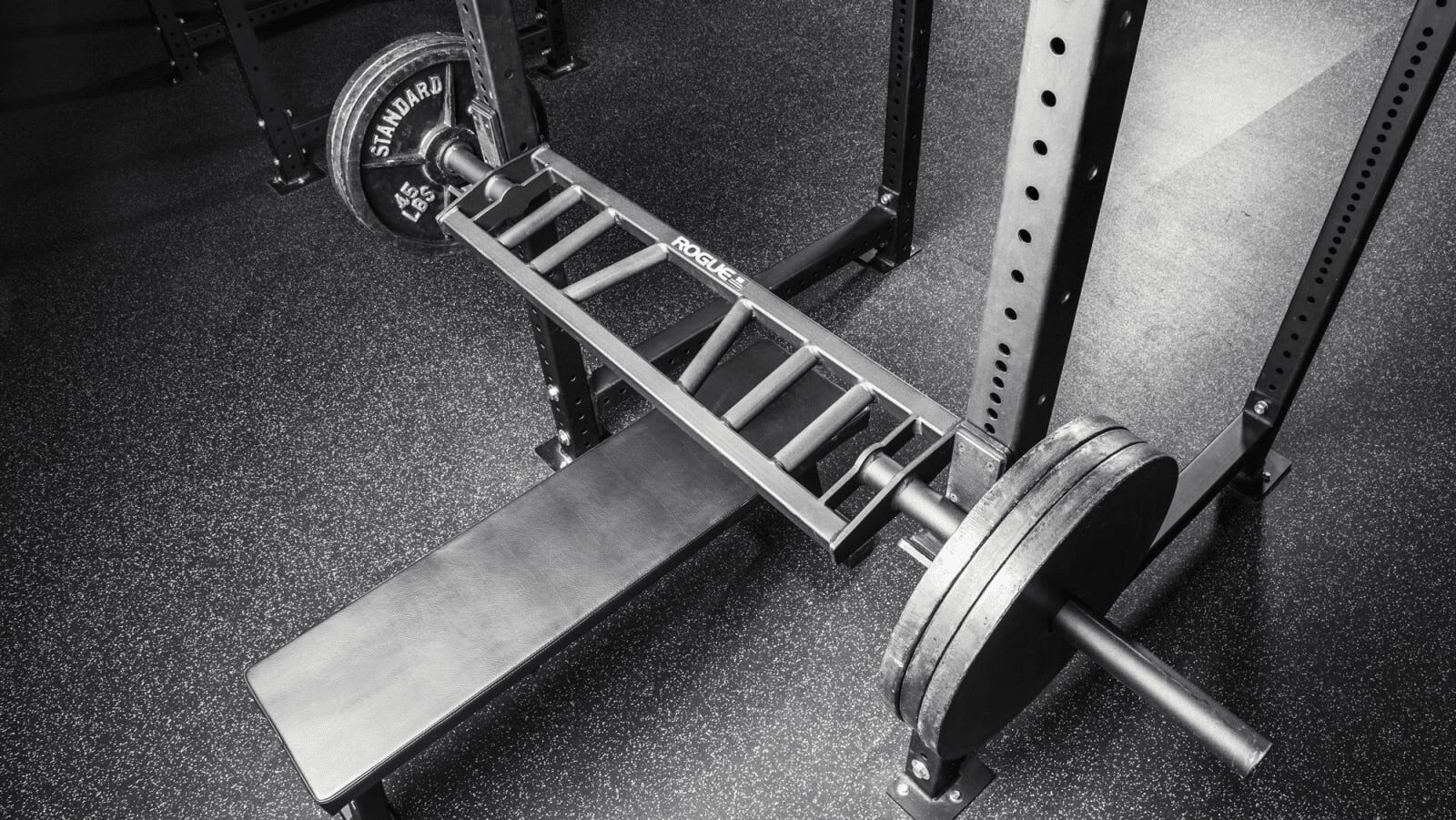 swiss bar setup in rack for the bench press