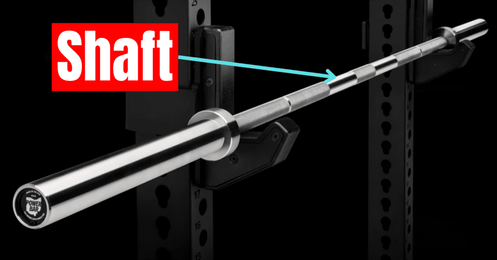 label that says shaft pointing at barbell