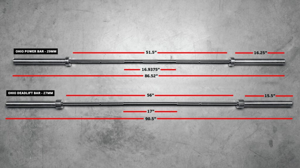 ohio power bar vs ohio deadlift bar overall lengths