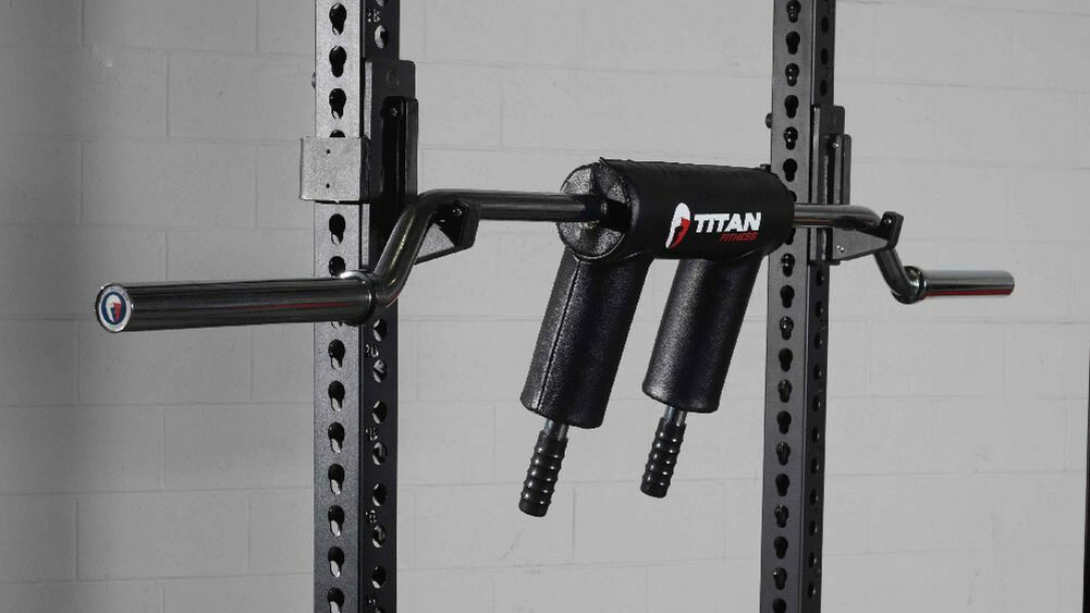 titan safety squat bar v2 in rack